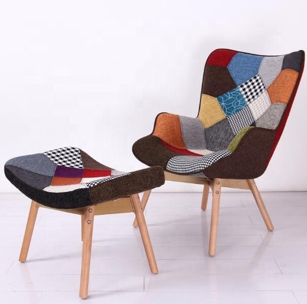 High quality living room furniture leisure patchwork nordic fabric recliner lounge living room chairs