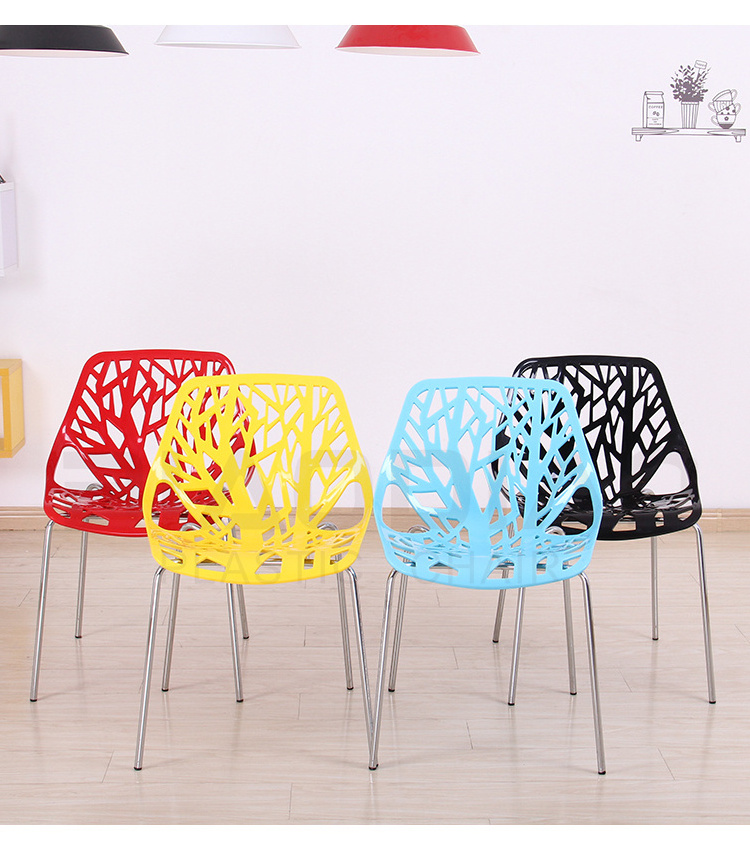 Modern Striking Birds Nest Side Metal Birch Dining Chairs for Restaurants and Coffee shop