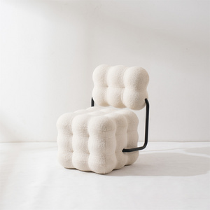 New Arrival Wholesale Home Furniture Modern Nordic Sherpa White Boucle Fabric Living Room Chair