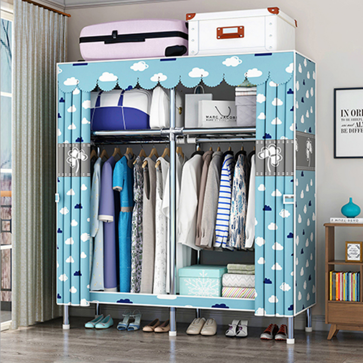 Multifunctional modern design portable canvas wardrobe with storage bag bedroom clothes storage cabinet