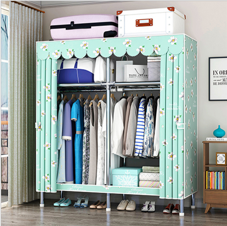 Multifunctional modern design portable canvas wardrobe with storage bag bedroom clothes storage cabinet