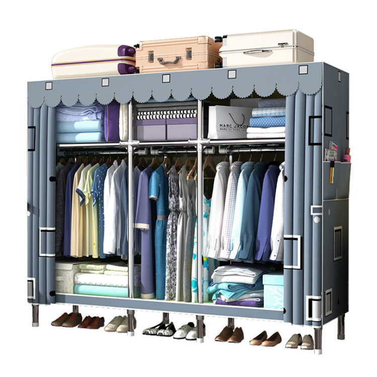 Multifunctional modern design portable canvas wardrobe with storage bag bedroom clothes storage cabinet