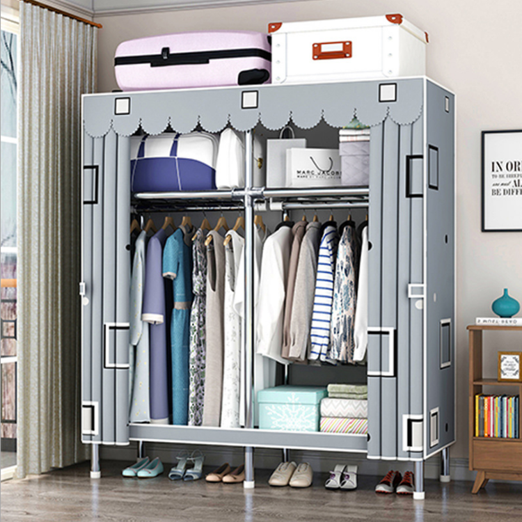 Multifunctional modern design portable canvas wardrobe with storage bag bedroom clothes storage cabinet