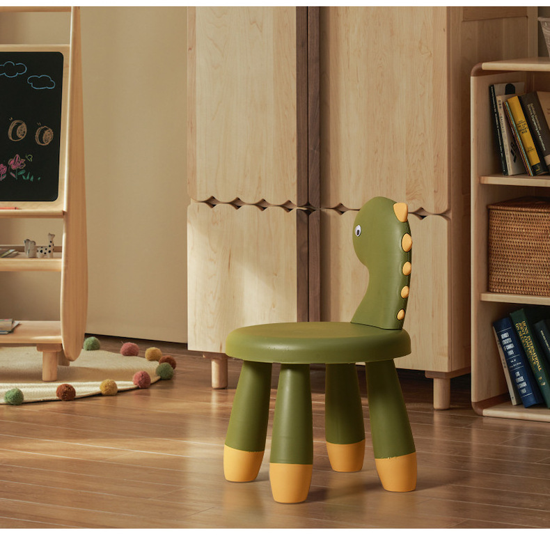 Plastic stool dinosaur backrest stool thickened household cartoon children's chair animal bench living room baby modern stool