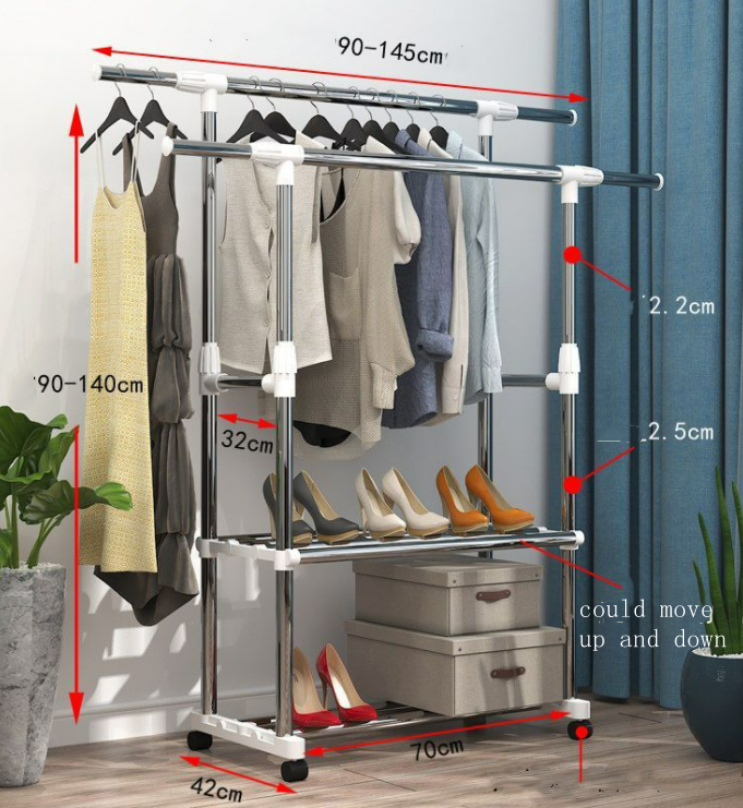 Stainless steel clothes drying rack floor-to-ceiling home balcony lift hanger indoor and outdoor clothes rack