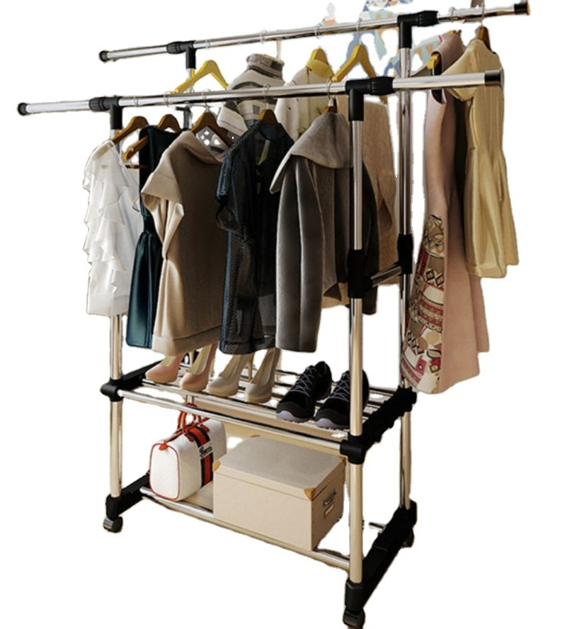 Stainless steel clothes drying rack floor-to-ceiling home balcony lift hanger indoor and outdoor clothes rack