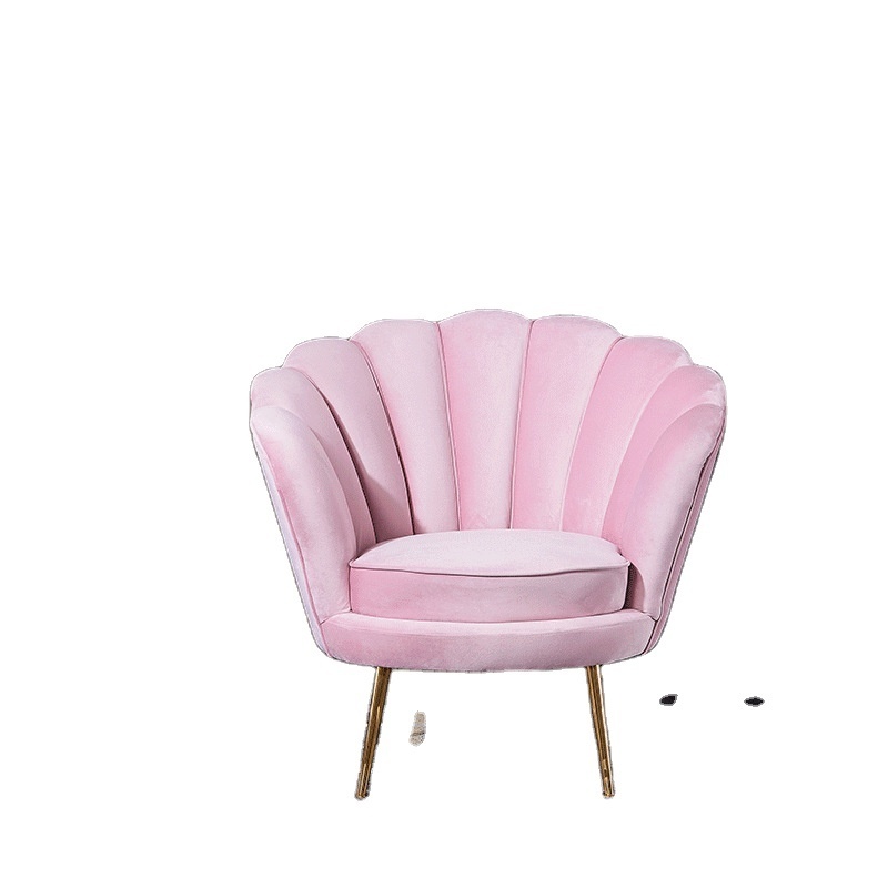 2022 Best Sale Living Room Furniture Pink Velvet Upholstery Velvet Turquoise Luxury Flower Shaped Shell Modern Sofa Chair