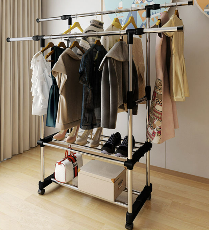 Stainless steel clothes drying rack floor-to-ceiling home balcony lift hanger indoor and outdoor clothes rack