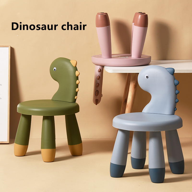 Plastic stool dinosaur backrest stool thickened household cartoon children's chair animal bench living room baby modern stool