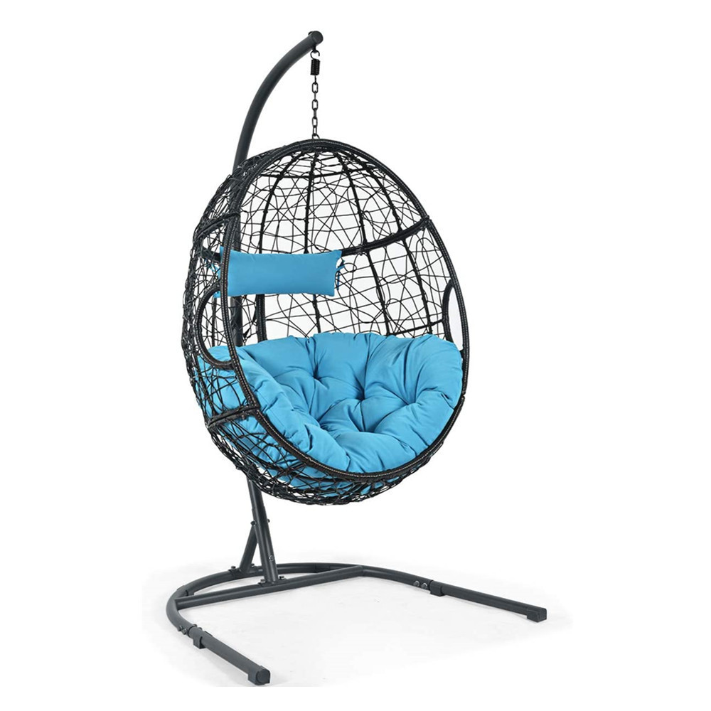 Hanging Egg Chair Swing Chair with C Hammock Stand Set  Hammock Chair with Soft Seat Cushion Pillow