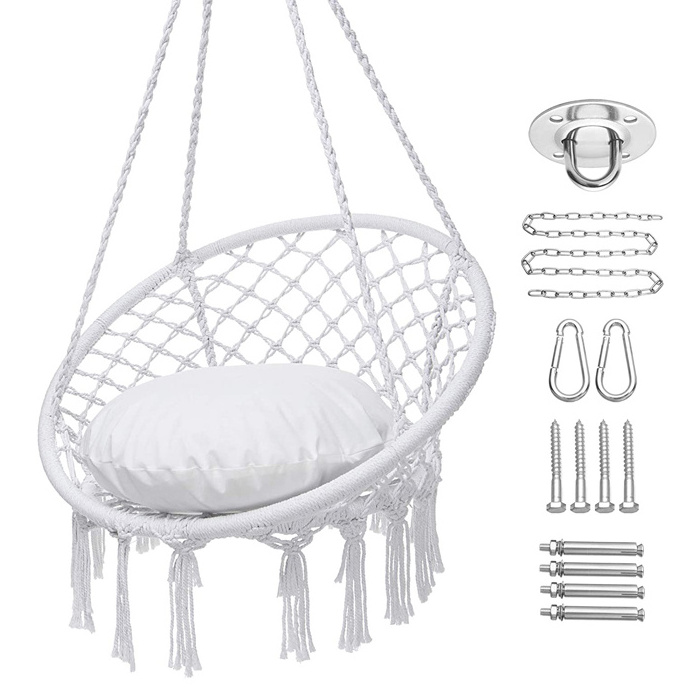 single swing hanging chair rattan hammock egg chair rattan patio furniture iron chain marcrame hanging swing chair macrame