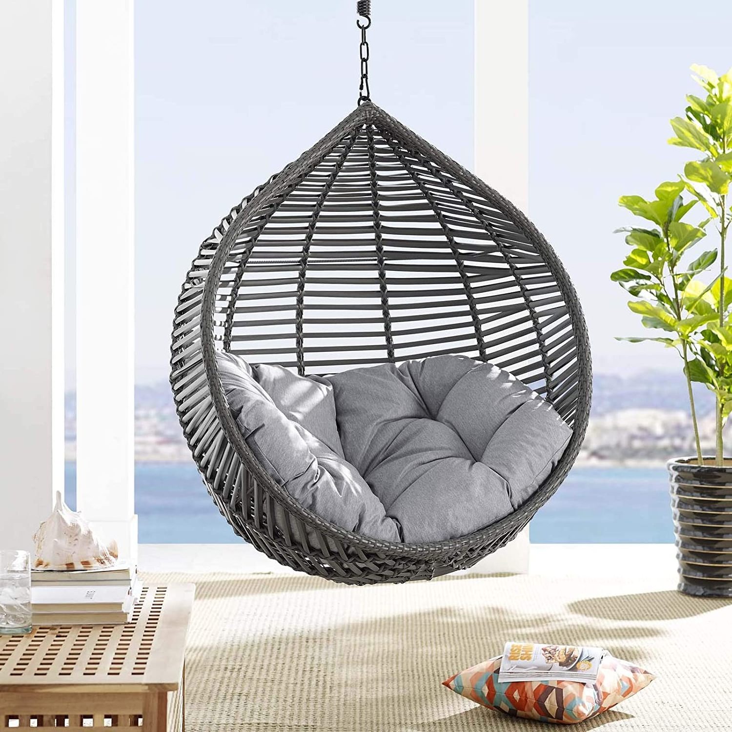 Luxury Camping Chair Swing chair For Adults Swing Egg Birdcage Hanging Black Outdoor Indoor Single Rattan Chairs Rocking Baby