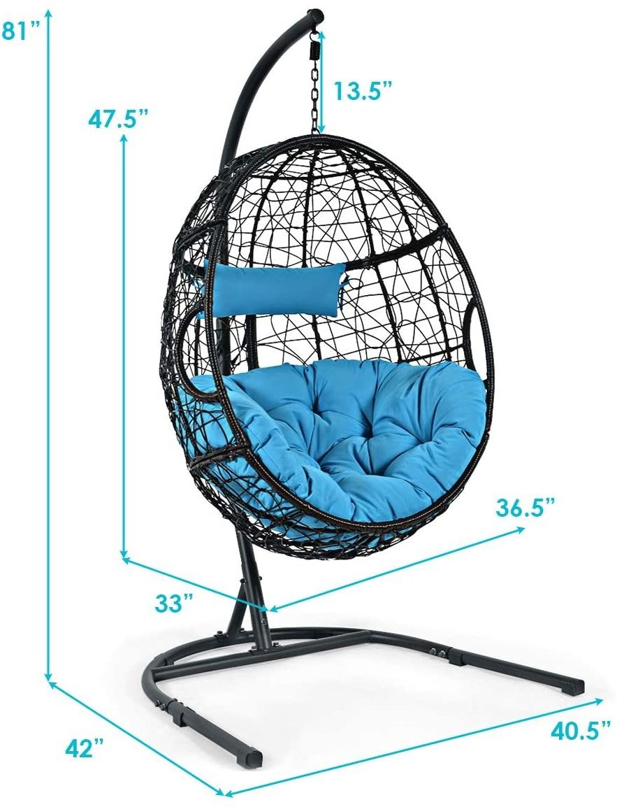 Hanging Egg Chair Swing Chair with C Hammock Stand Set  Hammock Chair with Soft Seat Cushion Pillow