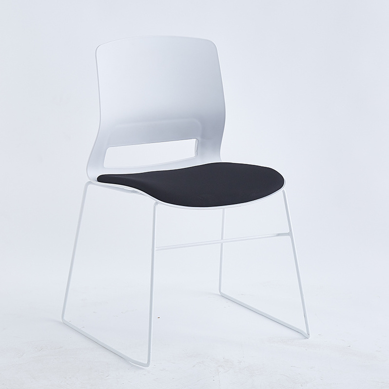 Plastic meeting chair stackable simple steel leg chair metal dining furniture house dining chairs