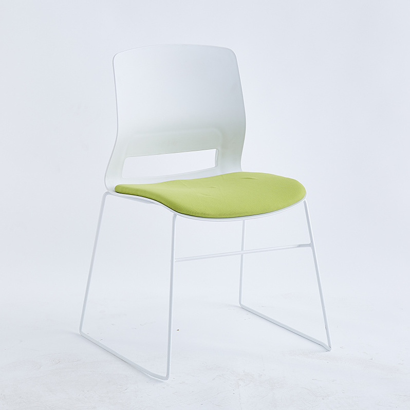 Plastic meeting chair stackable simple steel leg chair metal dining furniture house dining chairs