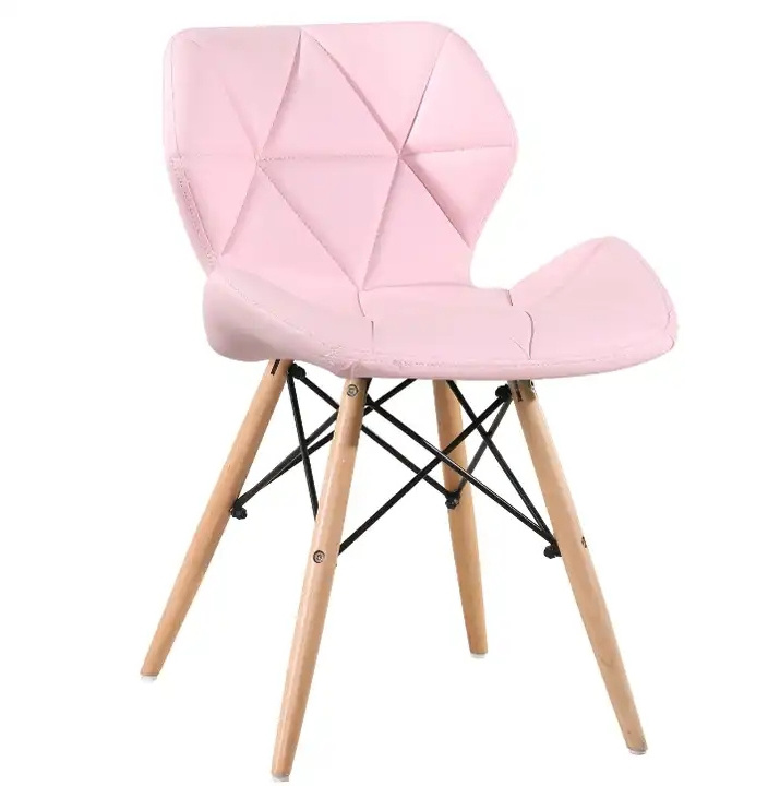 Hot Sale Fashion Design Butterfly Restaurant Cafe Chair PU Leather Dining Chair with Wooden Legs