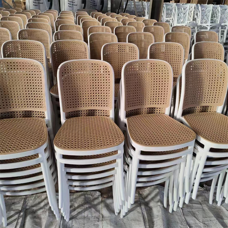 Wholesale Modern High Back Stackable Outdoor Garden Chairs Rattan Plastic banquet hotel wedding chair