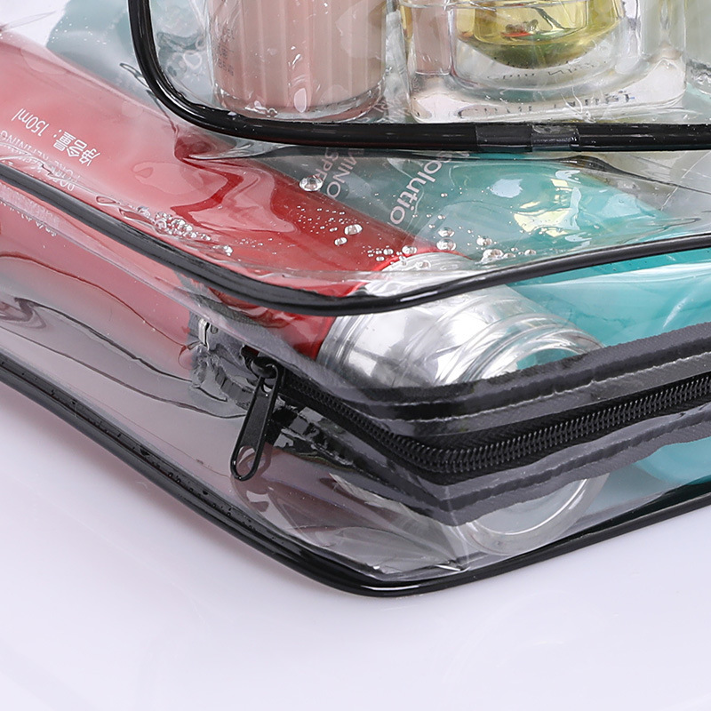 Recycled clear transparent pvc cosmetic bag custom neon zipper top packing bags plastic pvc package bag