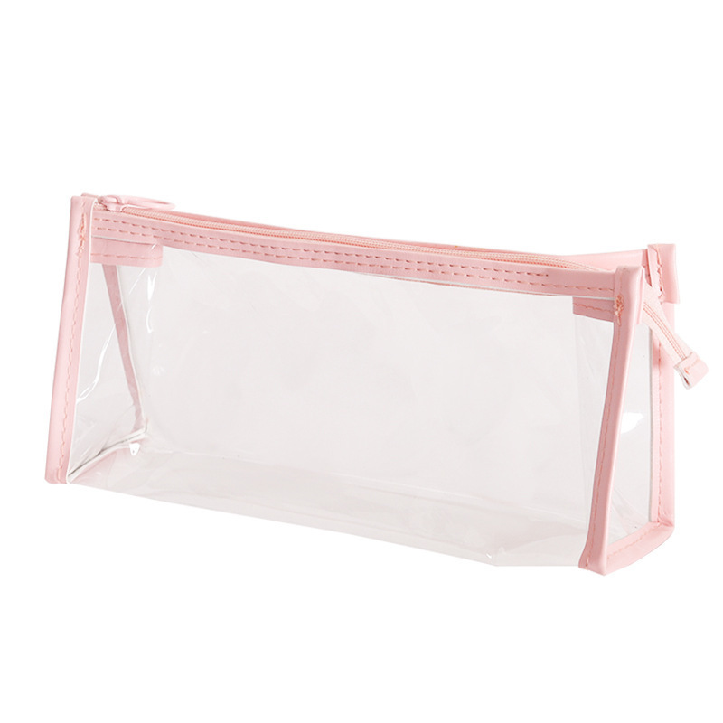 Wholesale clear pencil bag transparent plastic pencil case with zipper INS student stationery storage bag