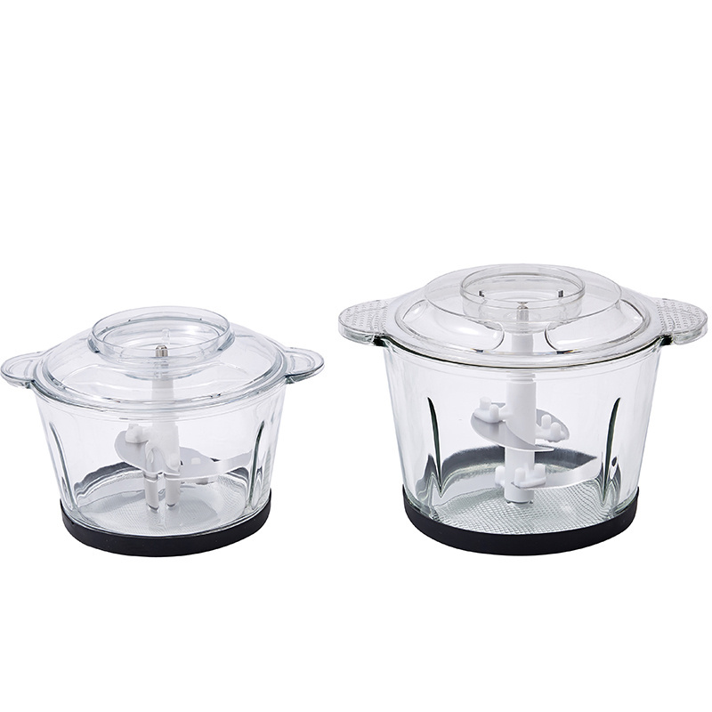 free sample good quality 2L and 3L GLASS BOWL capsule cutter food processor chef'n veggichop hand-powered food chopper