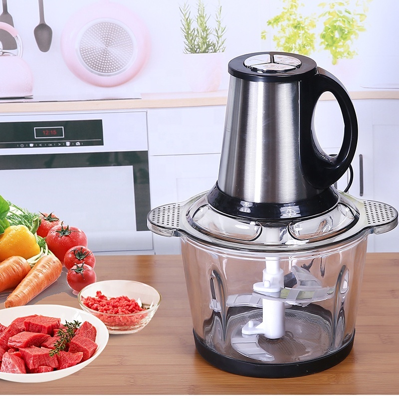 free sample good quality 2L and 3L GLASS BOWL capsule cutter food processor chef'n veggichop hand-powered food chopper