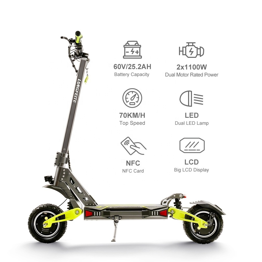 LANGFEITE 2023 New C5 10 Inch Fast Monopattino Scooter Elektro Roller Elektrische Step 60V Electric Scooters