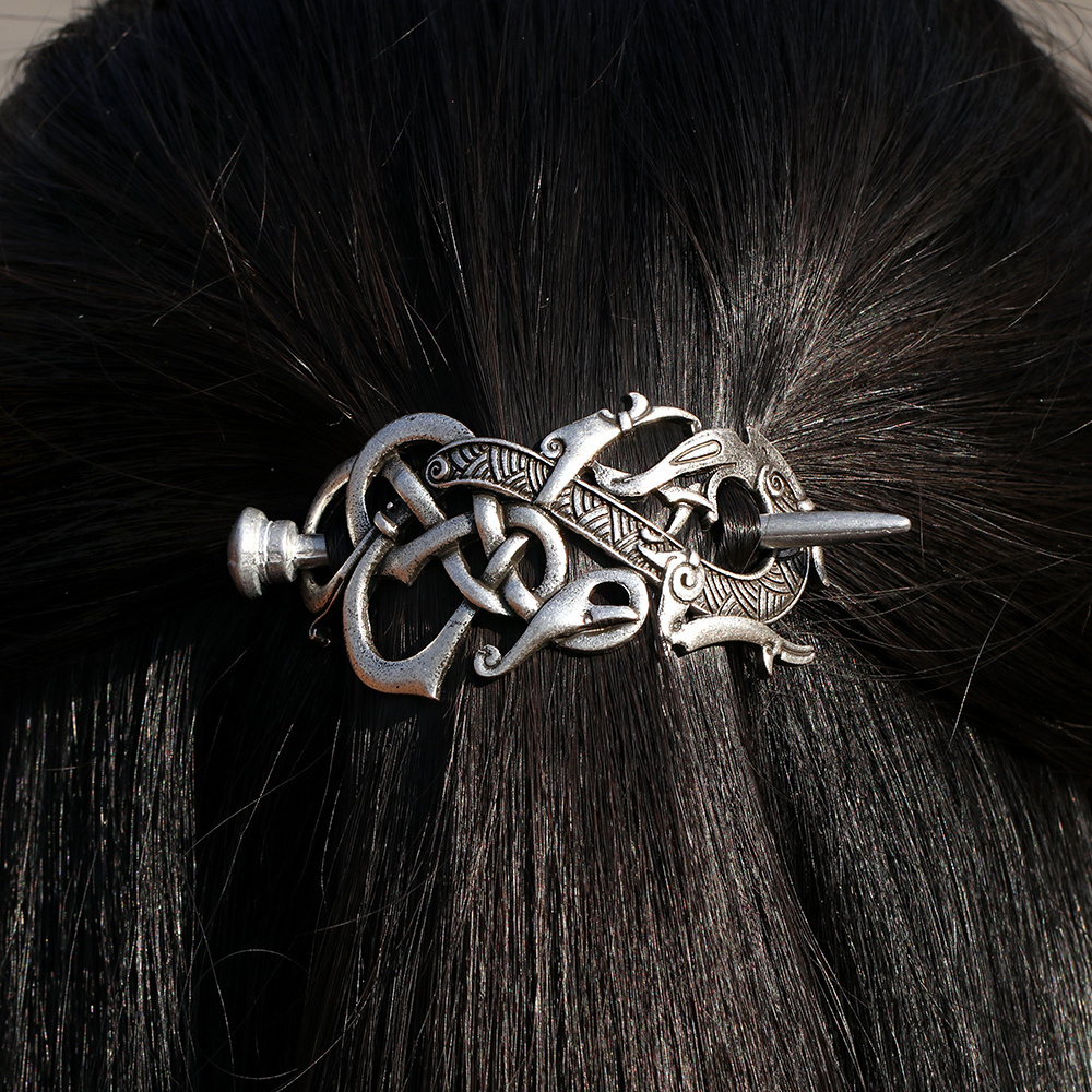 Antique Silver Vikings Dragon Hairpins Hair Clips Stick Slide Vintage Women Hair Jewelry Accessories Gift