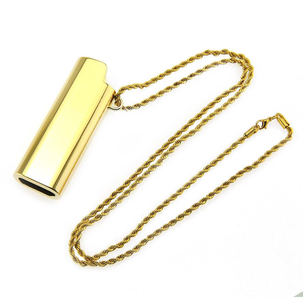 Harajuku creative fashion lighter case men's lighter case decorative pendant necklace pendant hip hop Necklace