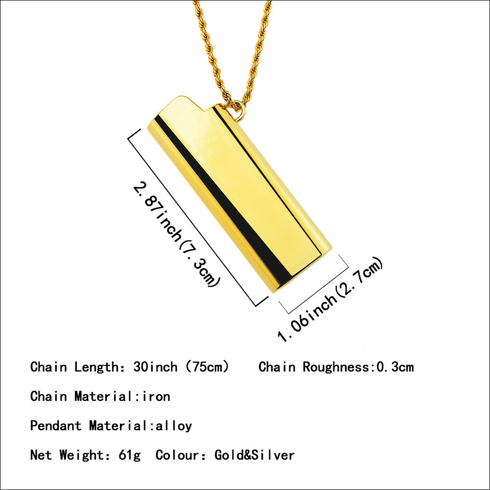 Harajuku creative fashion lighter case men's lighter case decorative pendant necklace pendant hip hop Necklace