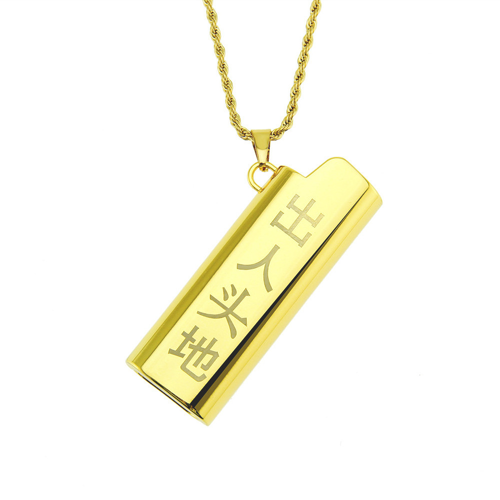 Harajuku creative fashion lighter case men's lighter case decorative pendant necklace pendant hip hop Necklace