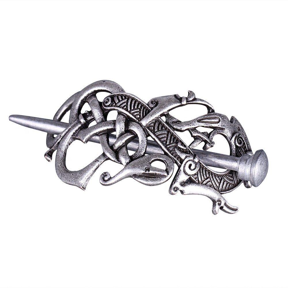 Antique Silver Vikings Dragon Hairpins Hair Clips Stick Slide Vintage Women Hair Jewelry Accessories Gift