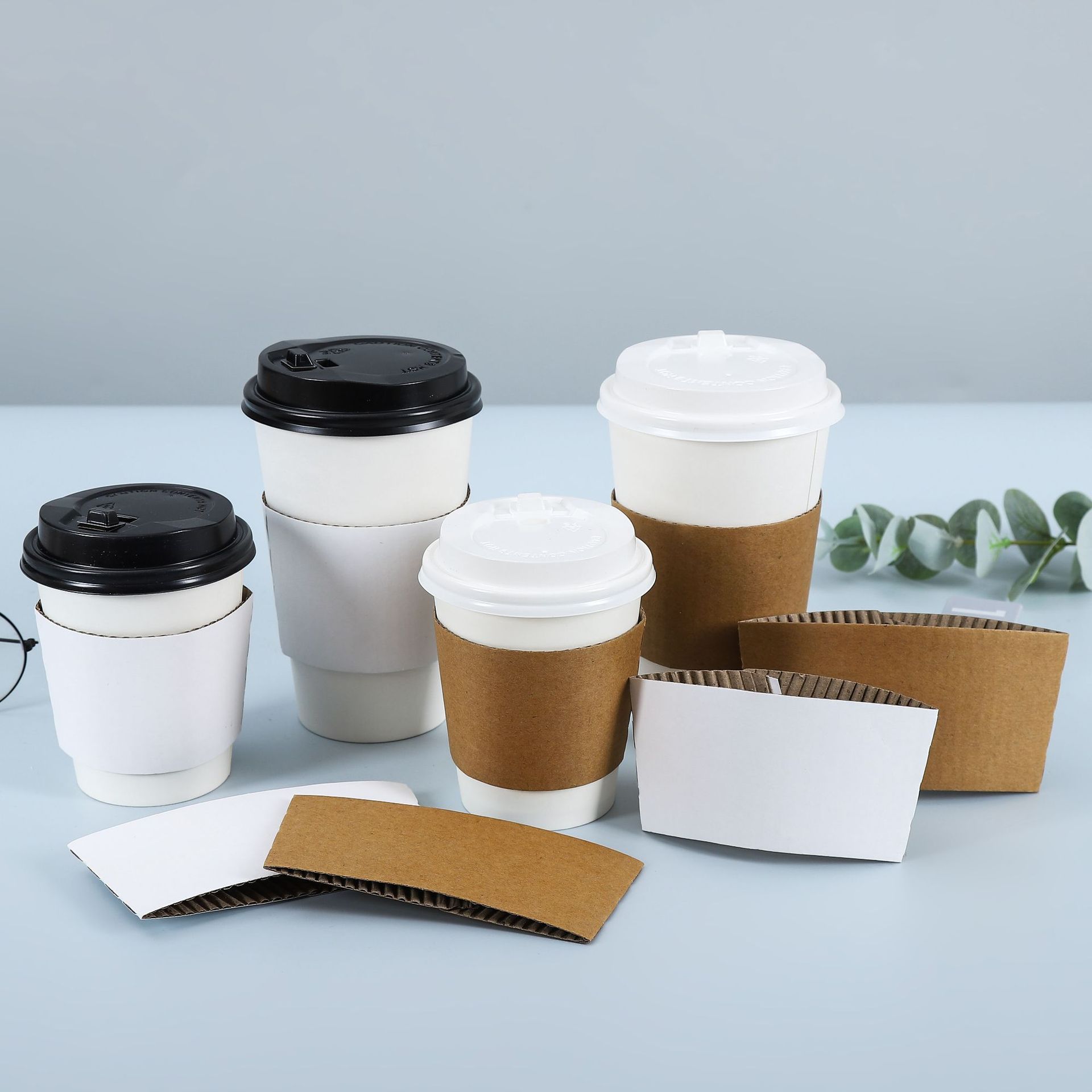 Customized Paper Cup Holder Take Away Drink Carrier kraft paper Paper Cup Holder with Logo Printing