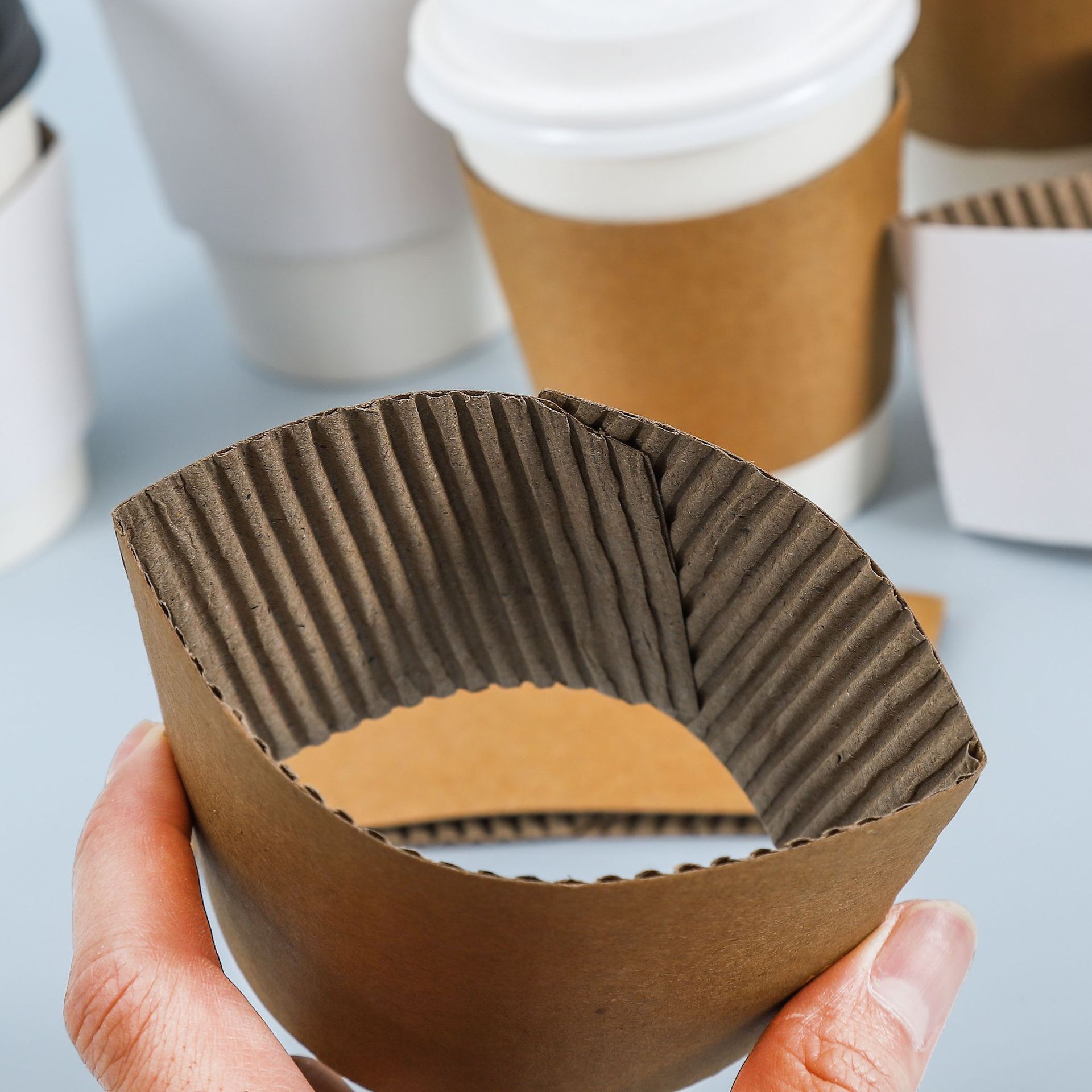 Customized Paper Cup Holder Take Away Drink Carrier kraft paper Paper Cup Holder with Logo Printing