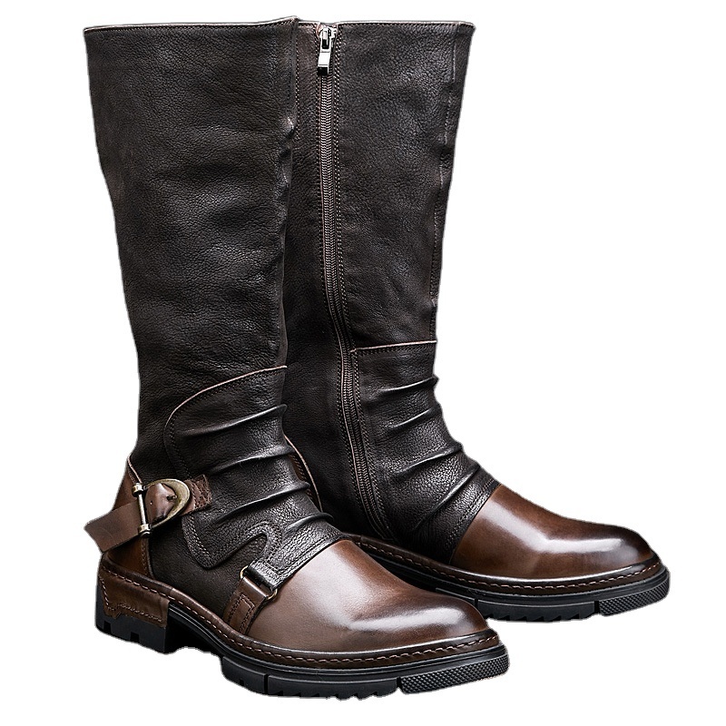 New Cowhide Boots for Men's Tall British Work Martin Boots