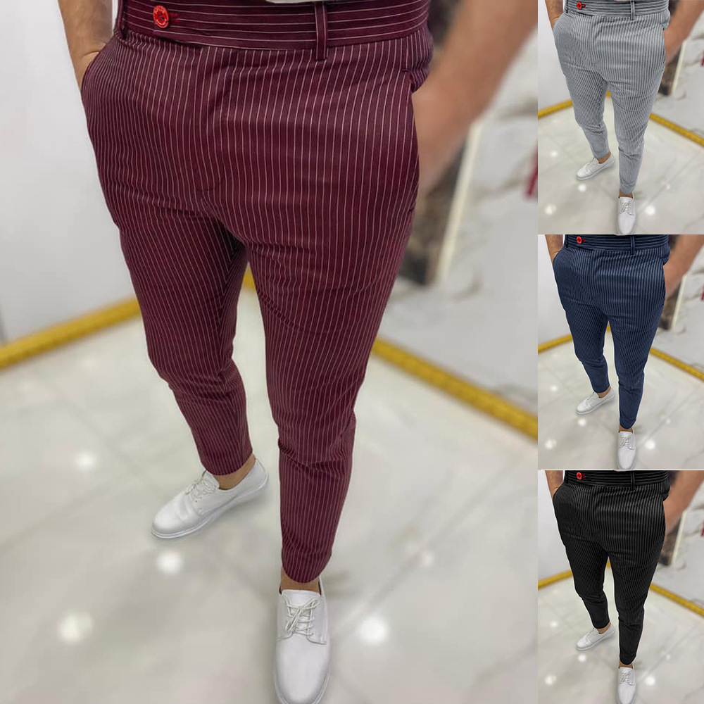 European and American new spring and autumn men's striped casual pants with explosive models wholesale manufacturers