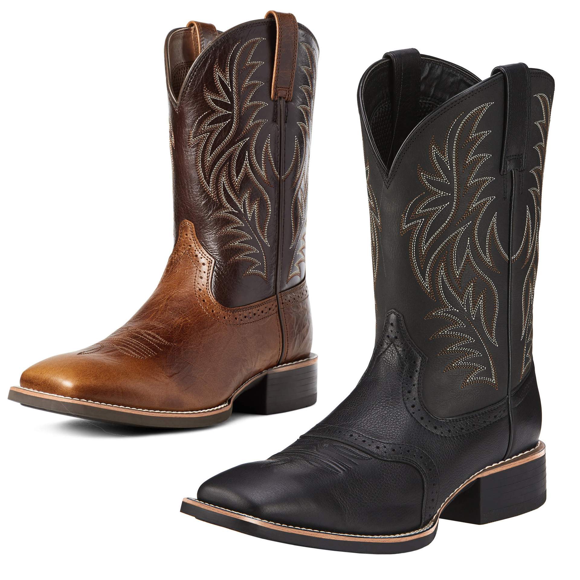 High barrel embroidery with retro carved patterns and wide toe Western denim boots in large size