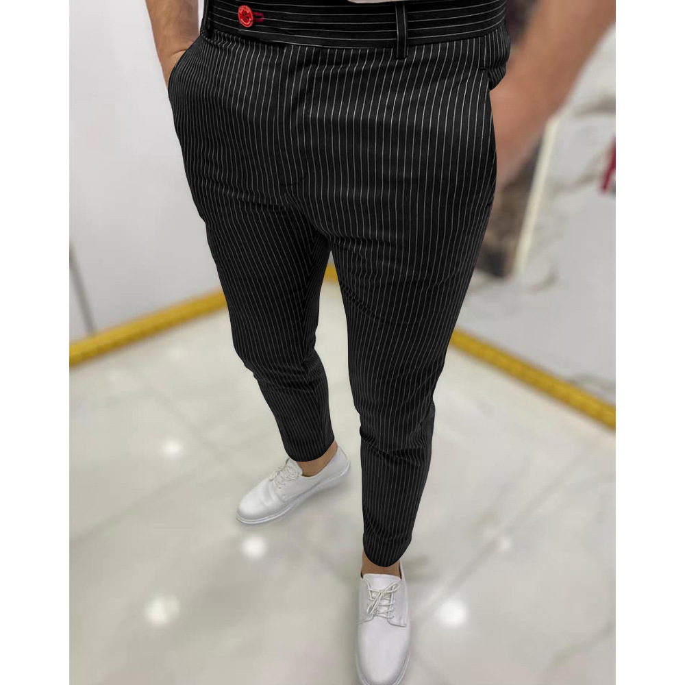 European and American new spring and autumn men's striped casual pants with explosive models wholesale manufacturers