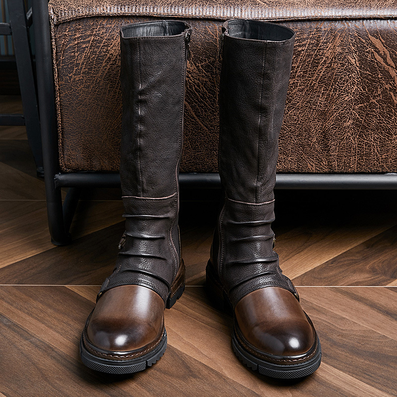 New Cowhide Boots for Men's Tall British Work Martin Boots