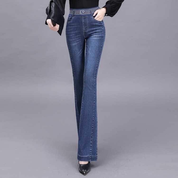 New spring and autumn women's trousers flared trousers elastic jeans women's high-waisted micro-flare slim trousers