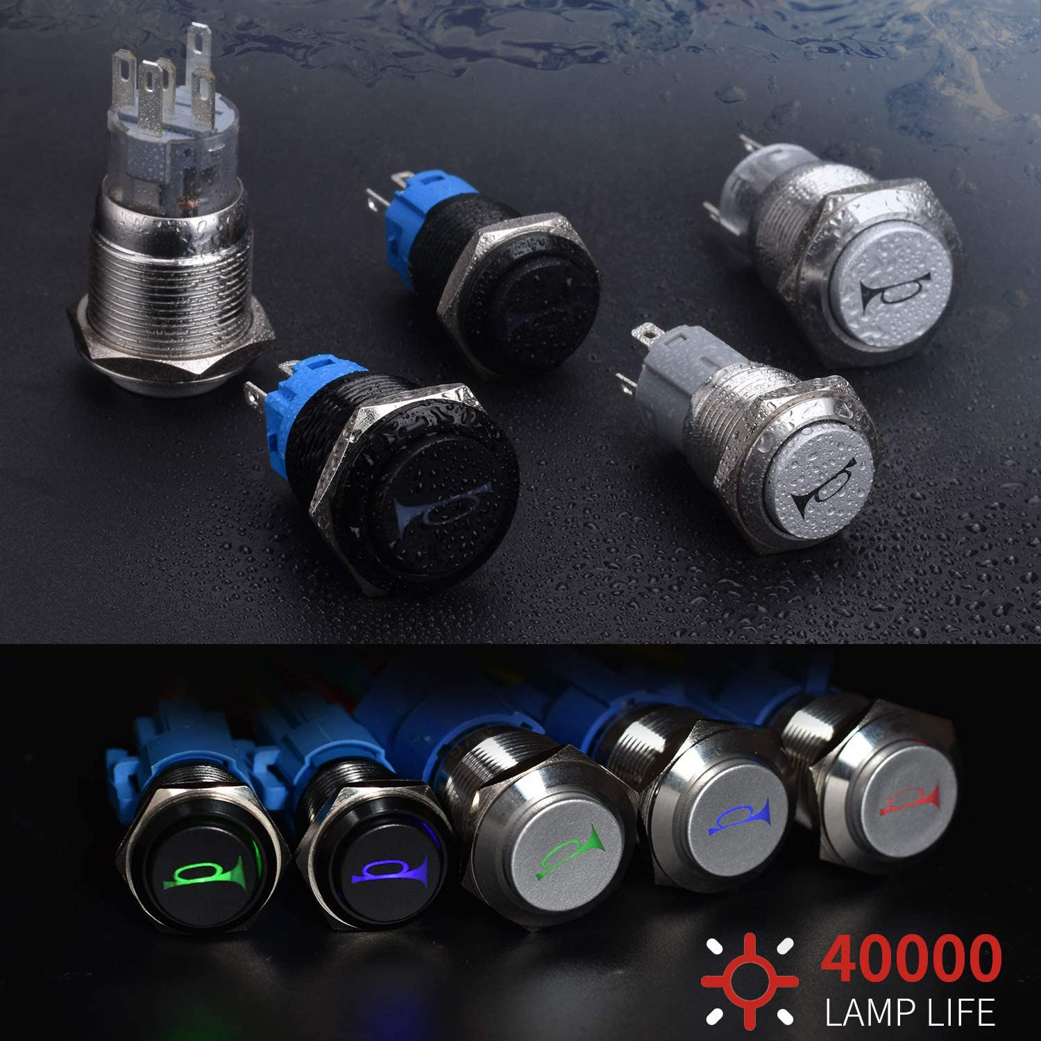 8mm 10mm 12mm 16mm 19mm 22mm 25mm 28mm push button switch latching momentary illuminated waterproof button switch