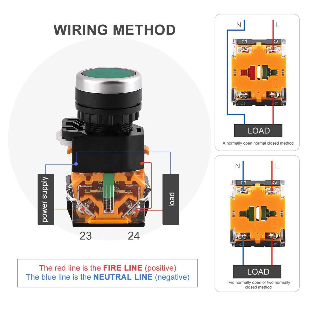 Cheap Waterproof IP65 10A 1NO1NC DPST Round Flat Latching Button Switch Self-locking Push Button Switches China 5 Pin Terminals