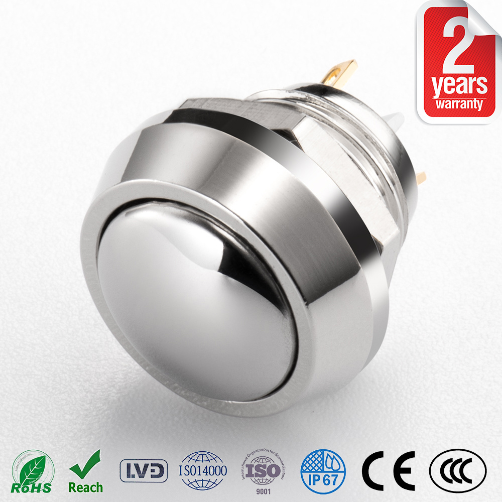 High Quality 12mm Anti Vandal Switch Metal Momentary Normal Open waterproof Push Button Switch