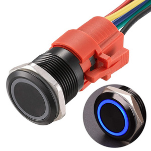 SPSD 1NO1NC 19mm Push Button Switch Small Size Car Controls Customized Terminal Anti Vandal Switch 12V 5A Switch Knob IP65/ IK09