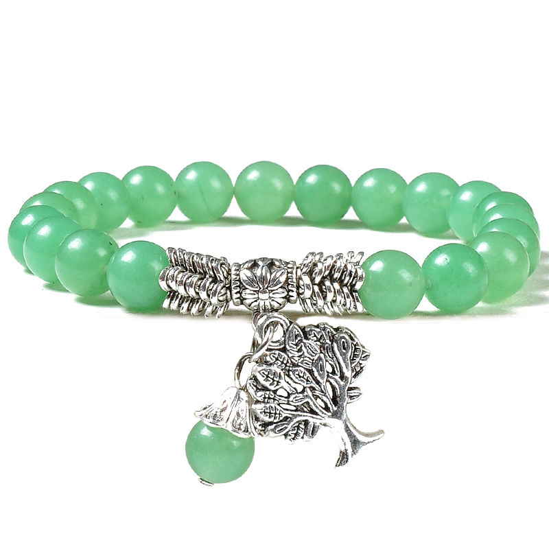 F121 Wedding giveaways tree of life handmade boho green  aventurine jasper stone bracelet