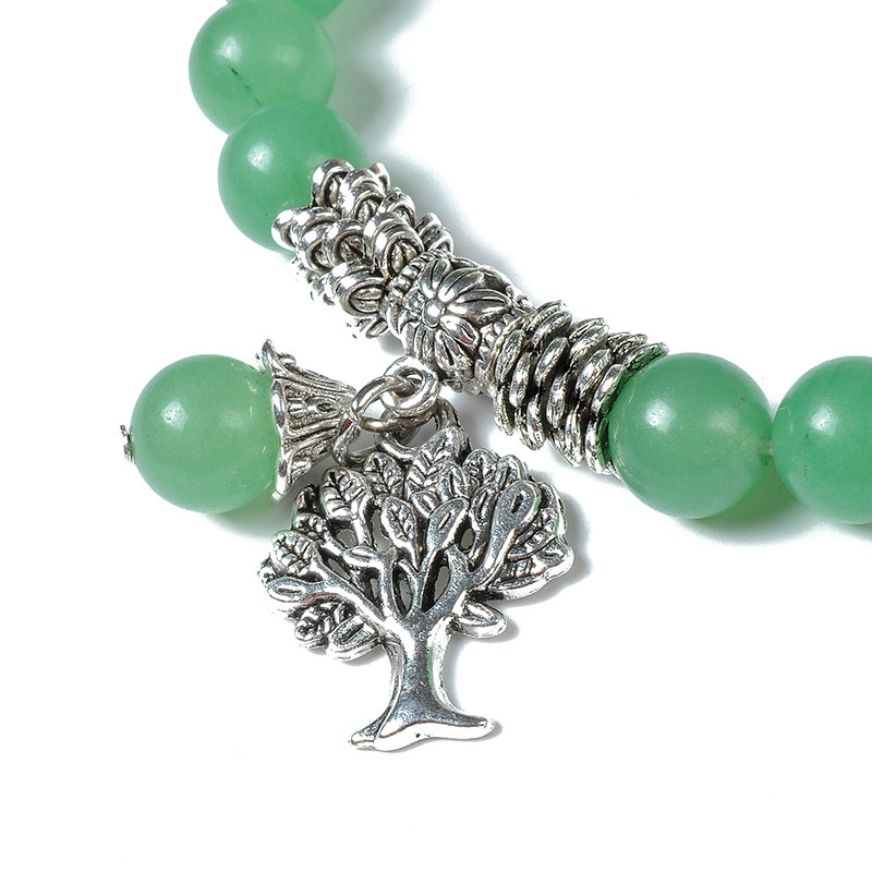 F121 Wedding giveaways tree of life handmade boho green  aventurine jasper stone bracelet