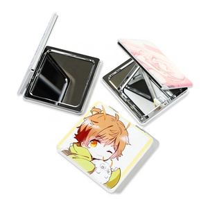 Personalized custom metal makeup hand mirror portable mini cosmetic bag mirror