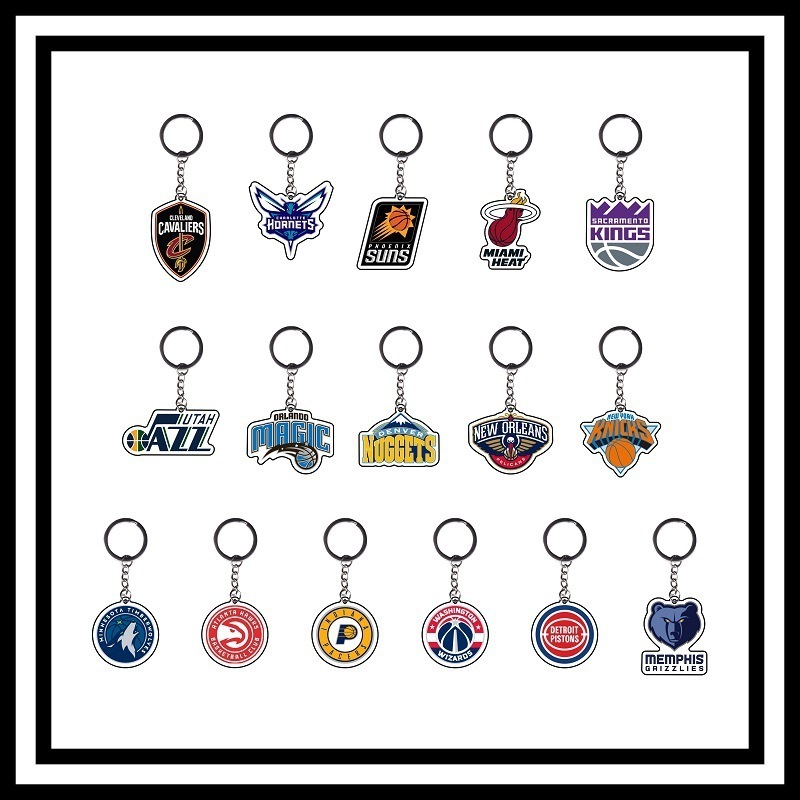 Factory Supply Acrylic Basketball Key Charms Holographic Team Logo Custom Anime Keychains Transparent