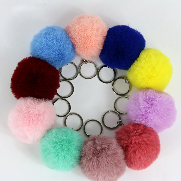 Wholesale Colorful Ball Plush Key Chains Accessories Pendant Custom Keychains Macarone Color Accessory