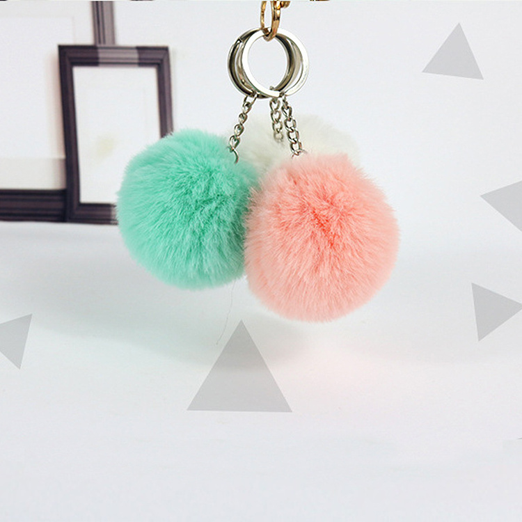 Wholesale Colorful Ball Plush Key Chains Accessories Pendant Custom Keychains Macarone Color Accessory