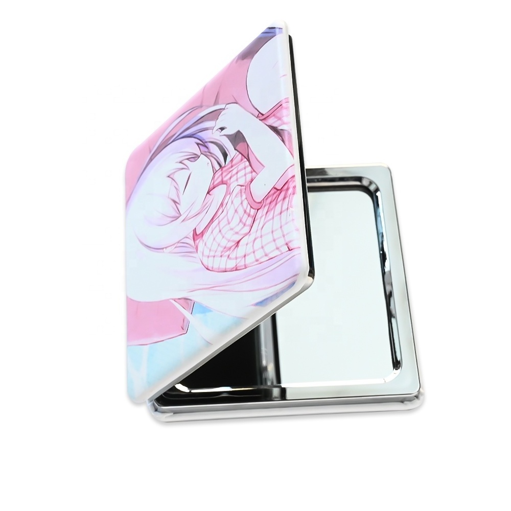 Personalized custom metal makeup hand mirror portable mini cosmetic bag mirror